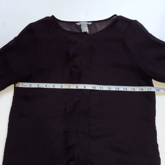 H&M 3/4 Sleeve Purple Sheer Ruffle Front Blouse - Picture 6 of 10